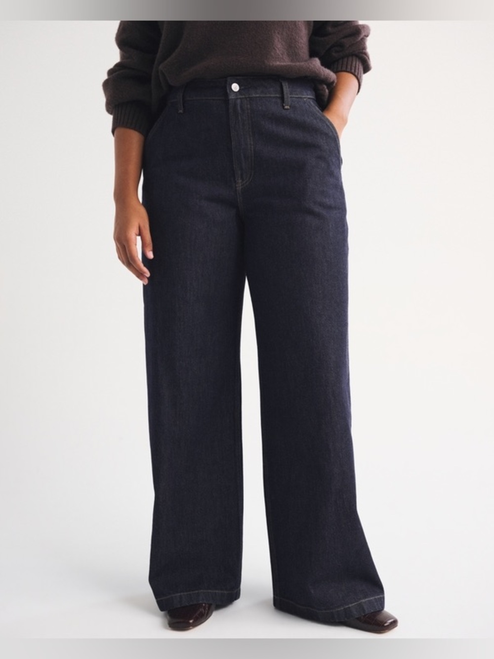 Abercrombie & Fitch Wide-Leg Denim Trousers in Dark Indigo - Sz 30